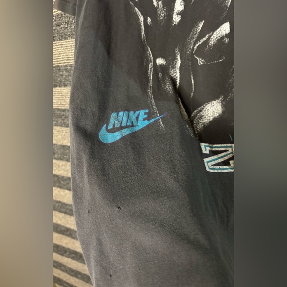 Vtg 90’s Nike Grey Tag Alonzo Mourning Charlotte Hornets Single Stitch T-Shirt M - Picture 8 of 8